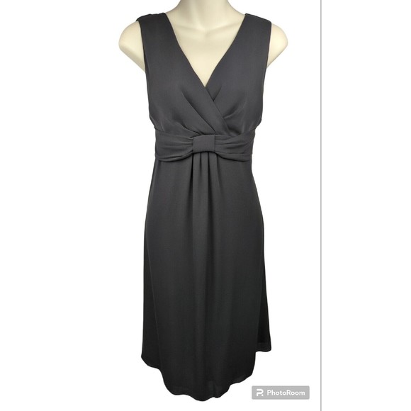 Boden Dresses & Skirts - BODEN black Silk Bow Dress Empire Plunge Faux Wrap Lbd Cocktail US 8 UK 12